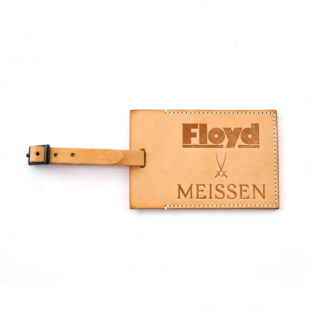Floyd x Meissen leather luggage tag and strap