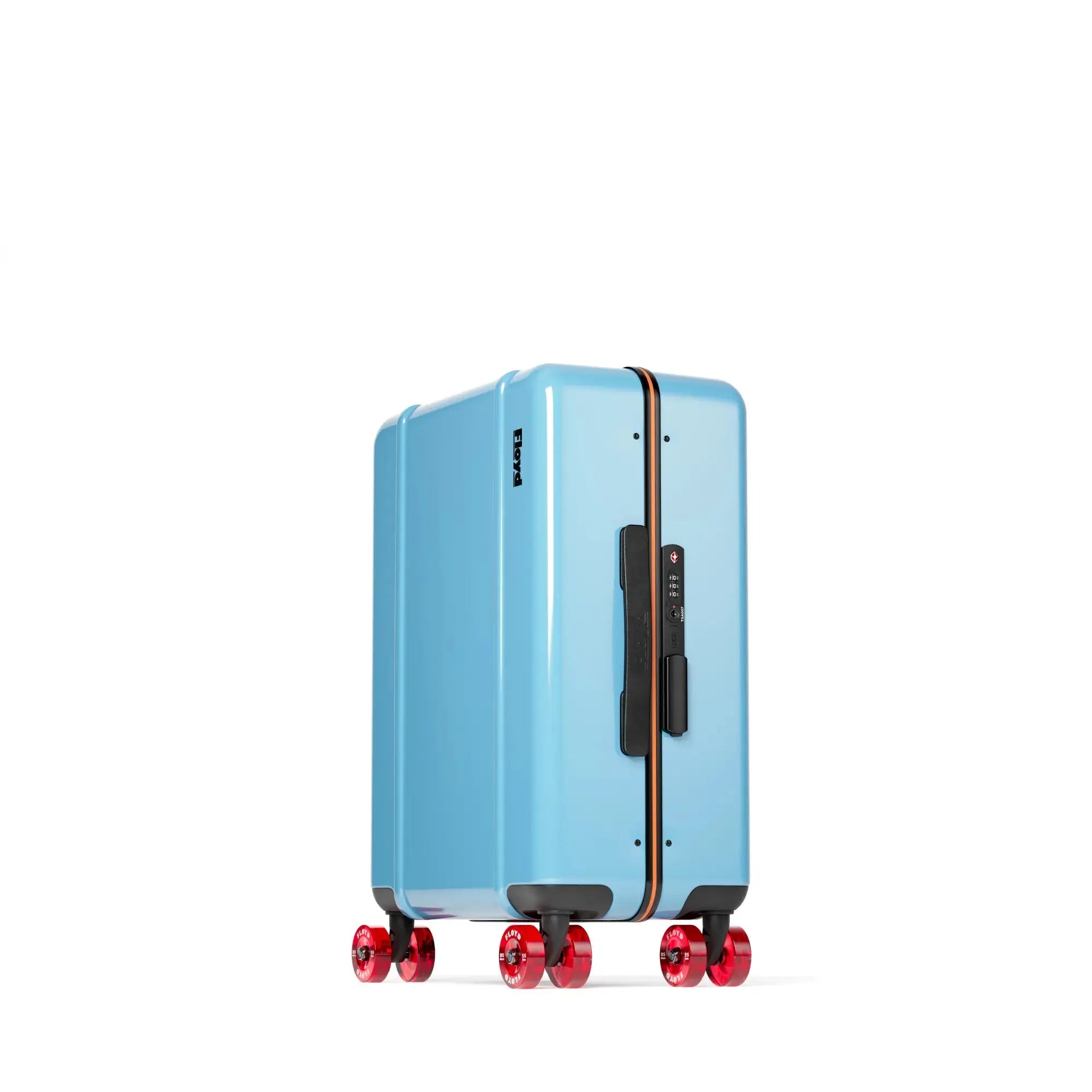 Three-quarter view of the Floyd Cabin suitcase in Miami Blue