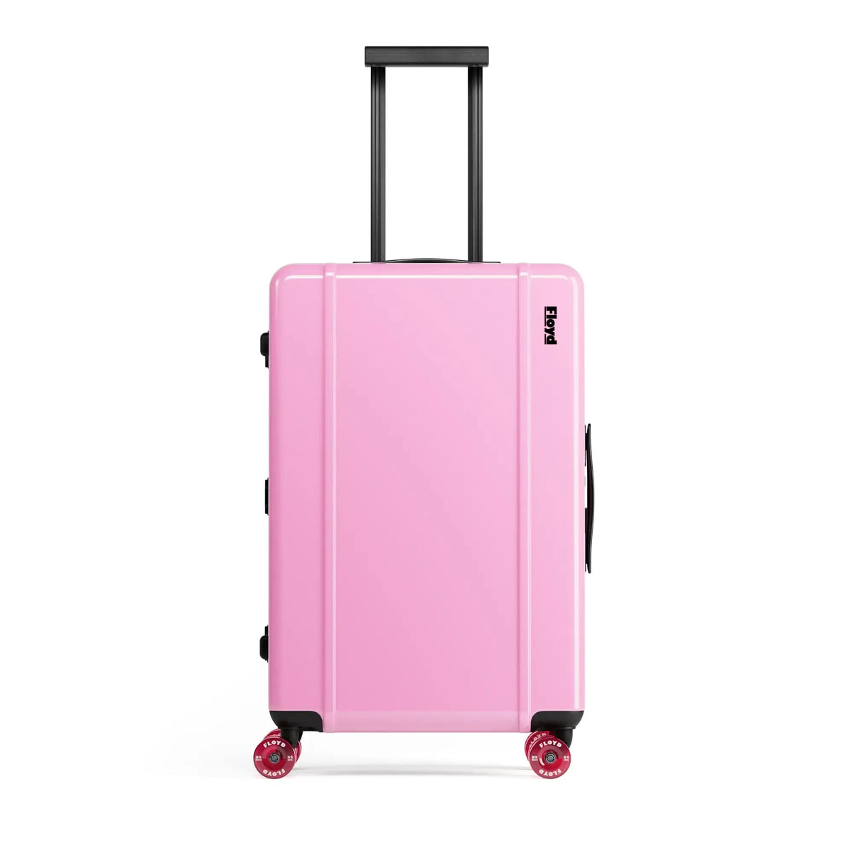 Front view of the Floyd Check-In suitcase in Sugar Pink
