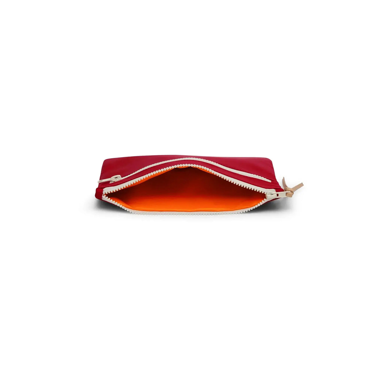 Open zipper and interior – Floyd Travel Pouch in Bahia Red