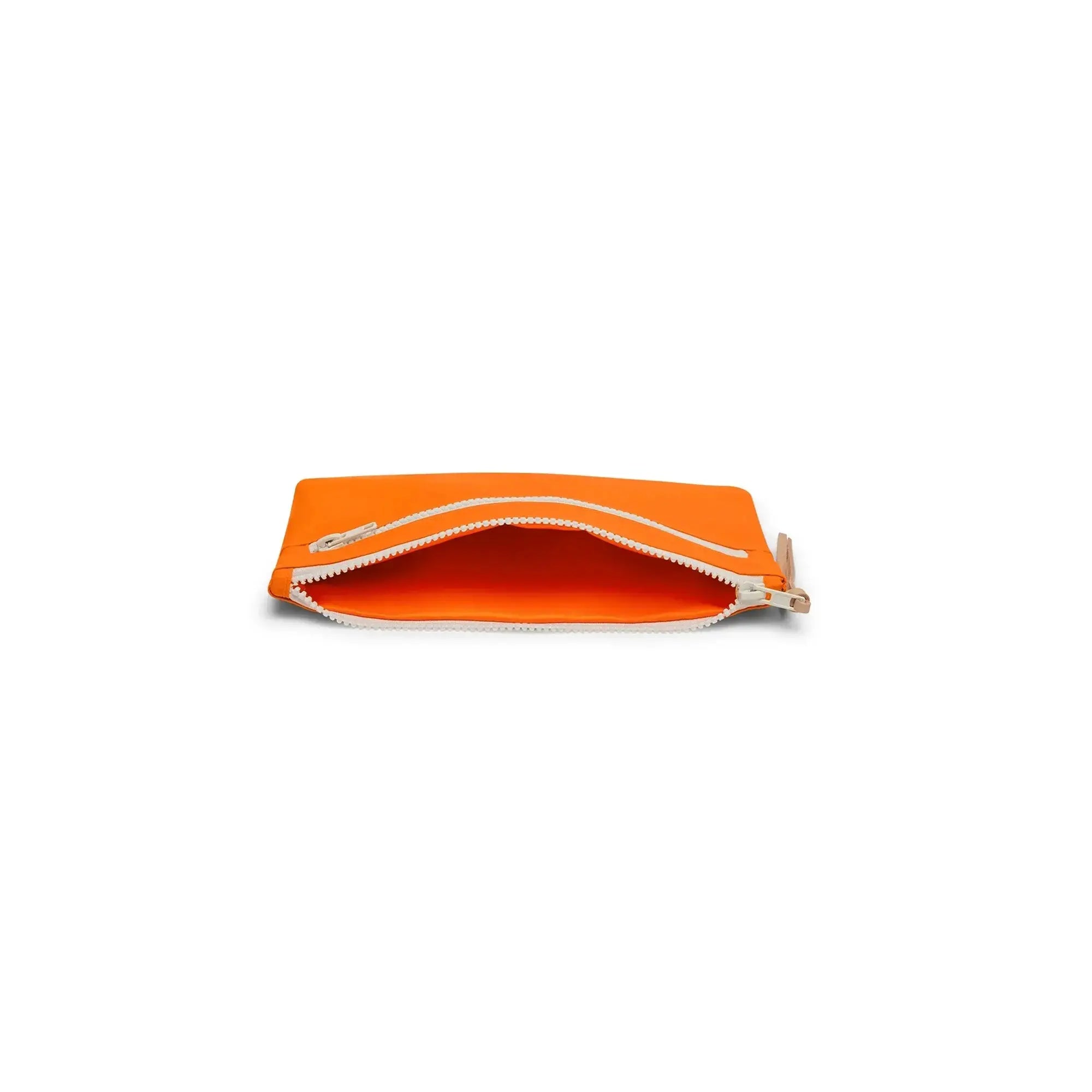 Open zipper and interior – Floyd Travel Pouch in Hot Orange