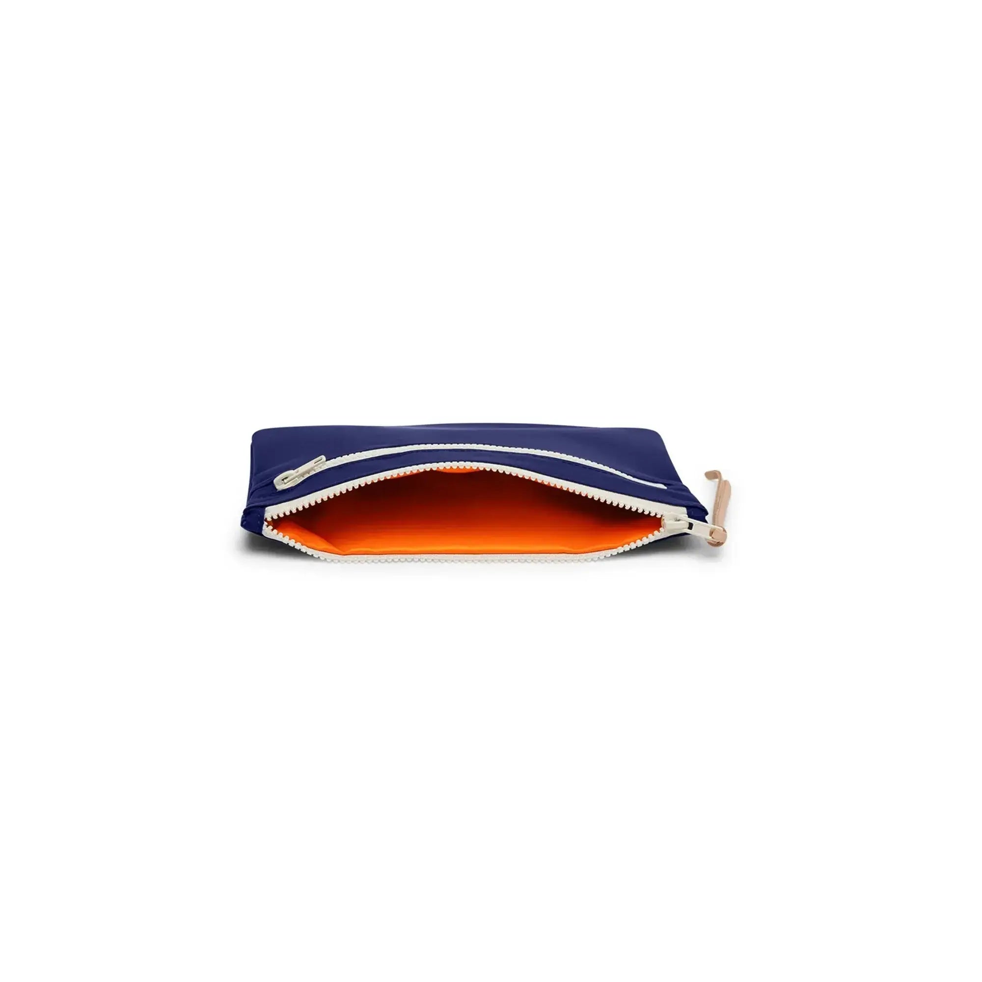 Open zipper and interior – Floyd Travel Pouch in Shark Blue