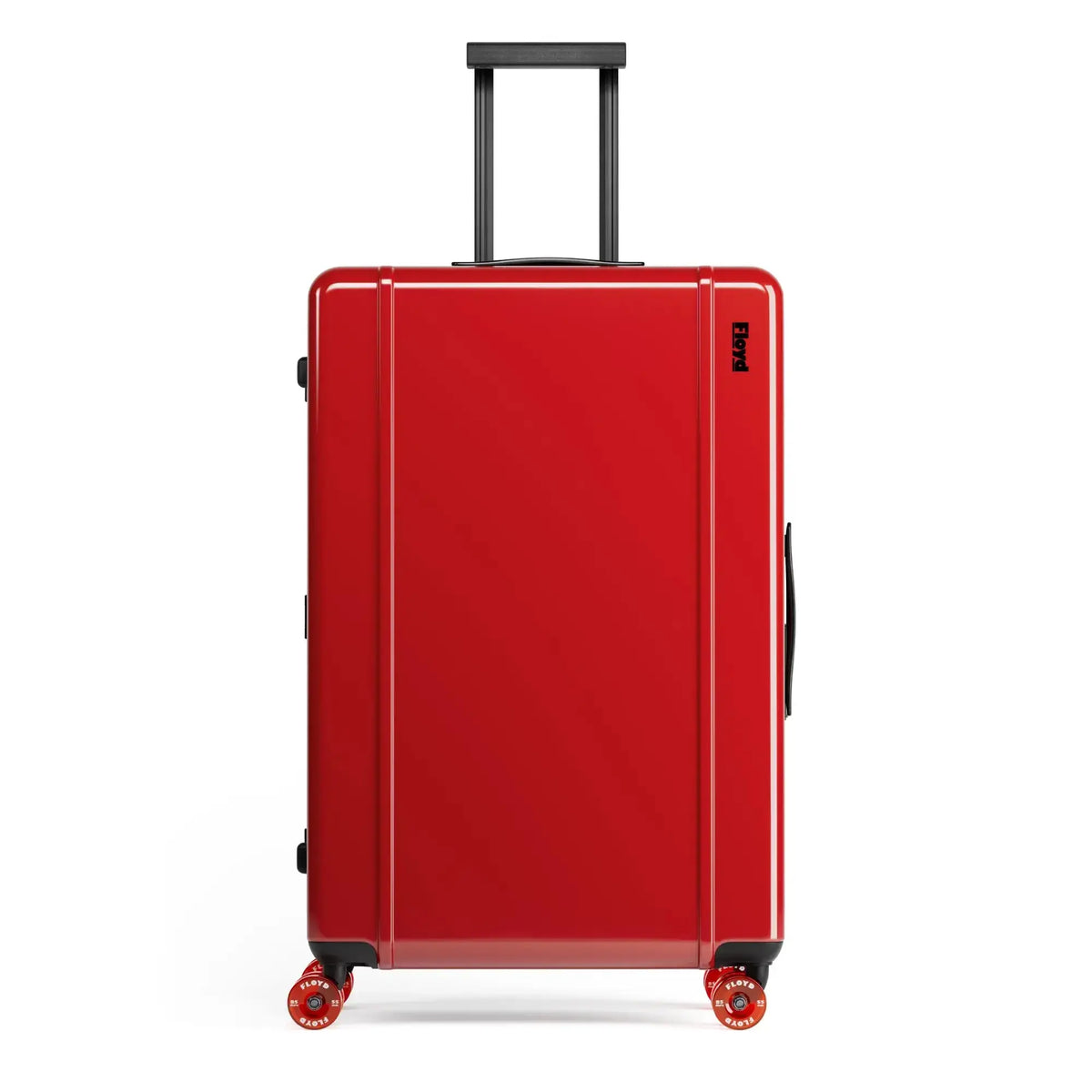 Front view of the Floyd Trunk suitcase in Bahia Red