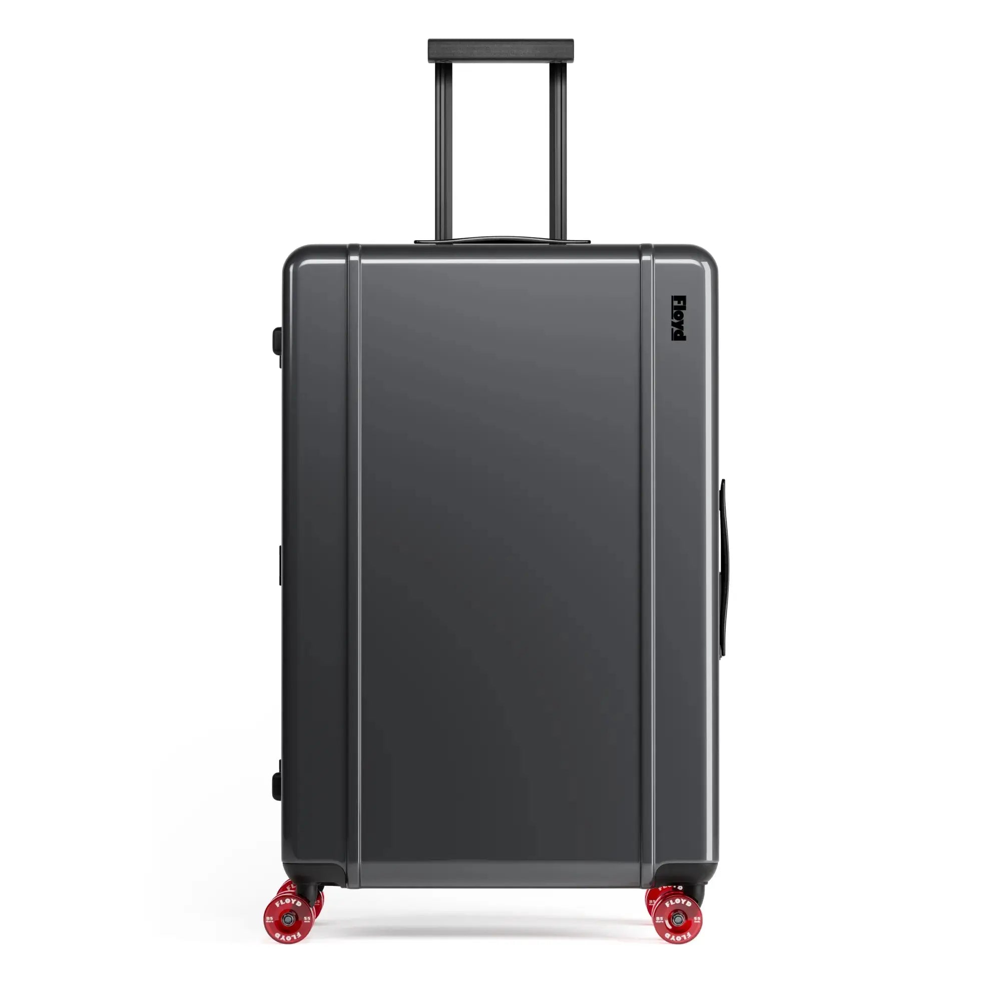 Front view of the Floyd Trunk suitcase in Tarmac Grey