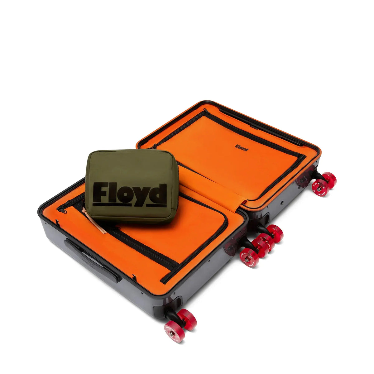 Washkit packed in a Floyd suitcase – Floyd Washkit in Gator Green