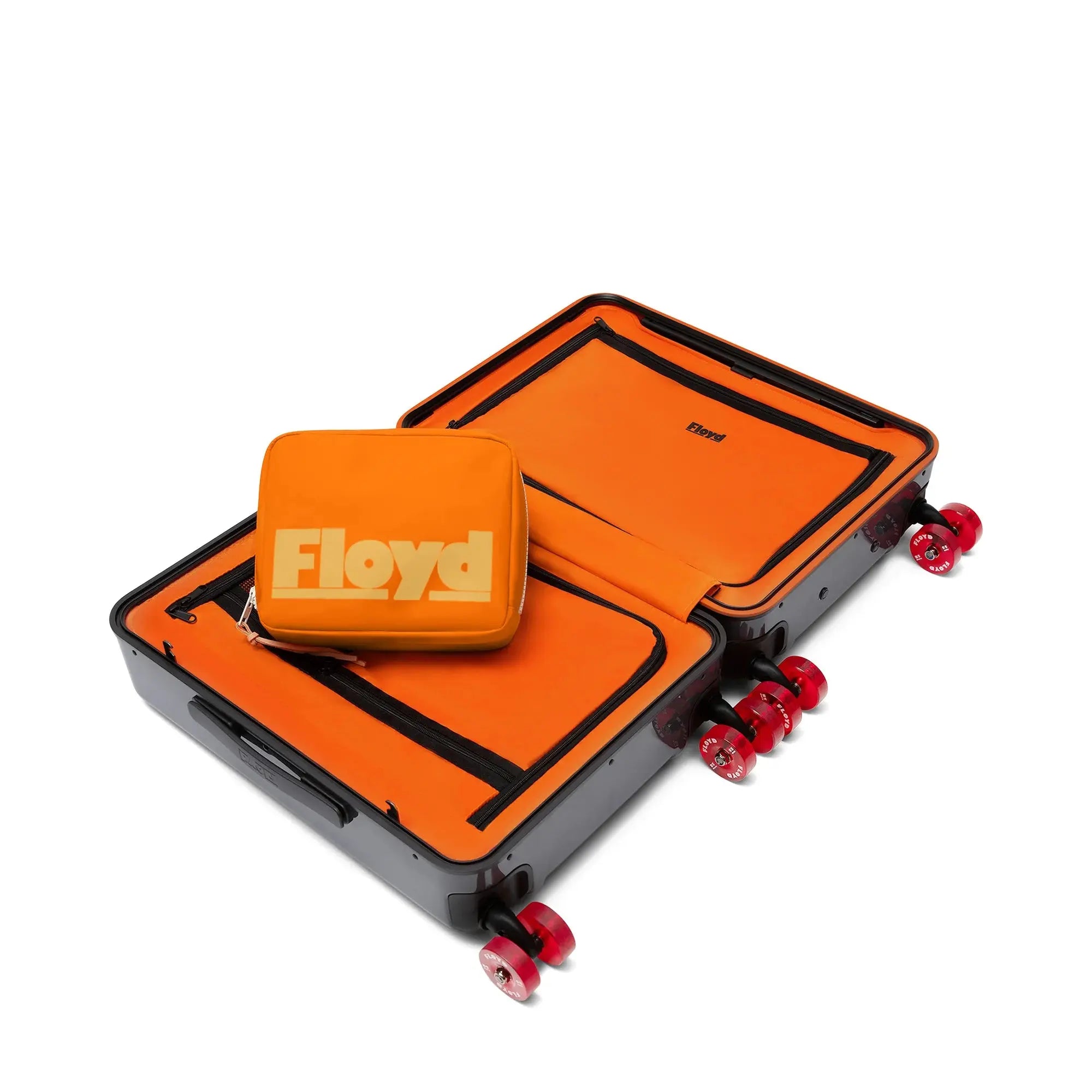 Washkit packed in a Floyd suitcase – Floyd Washkit in Hot Orange