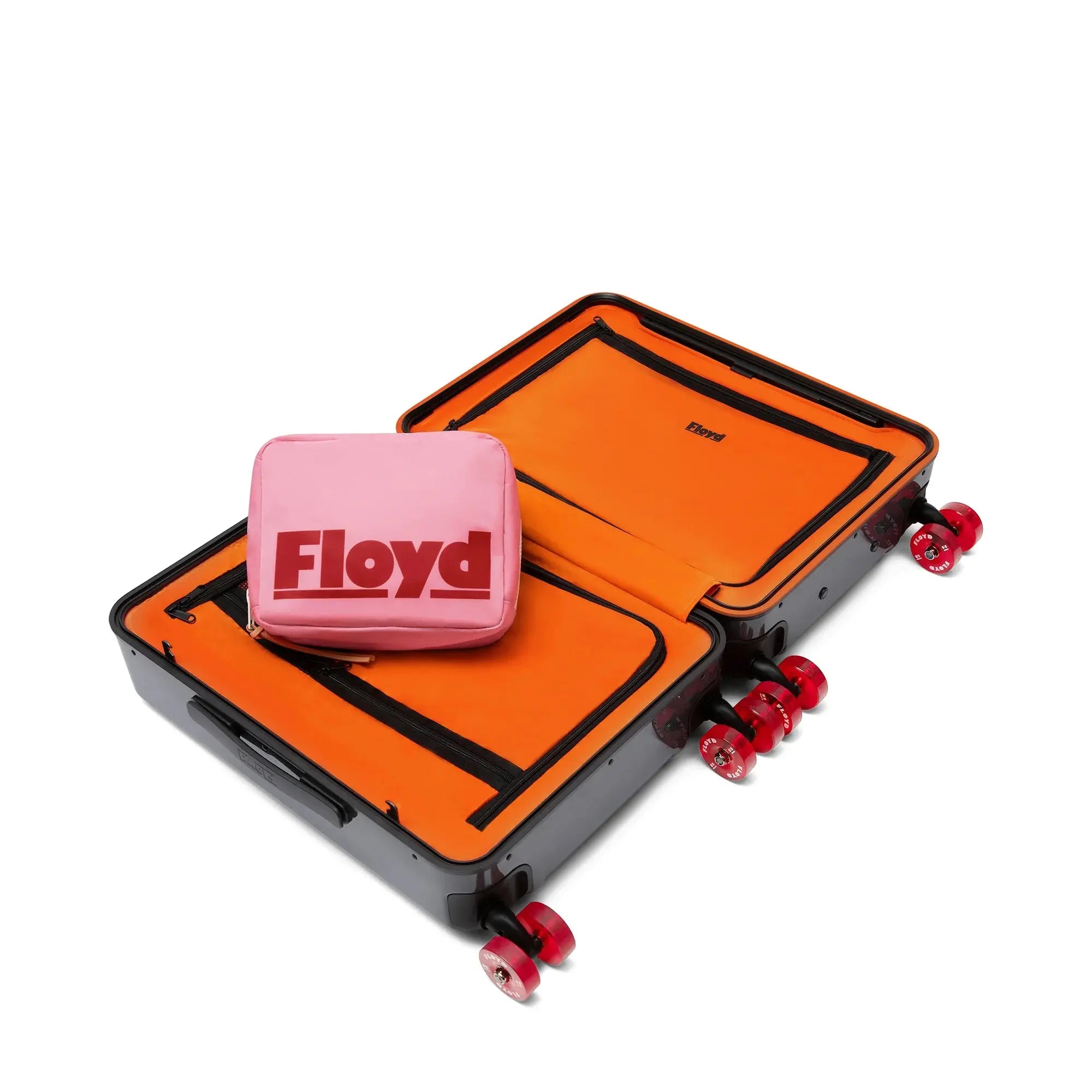 Washkit packed in a Floyd suitcase – Floyd Washkit in Sugar Pink