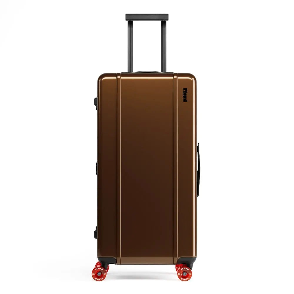 Front view of the Floyd Bold suitcase in Bronco Brown