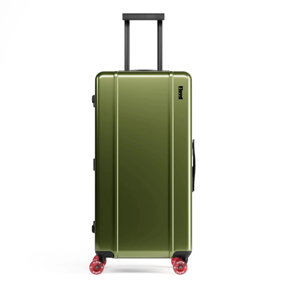 Front view of the Floyd Bold suitcase in Vegas Green