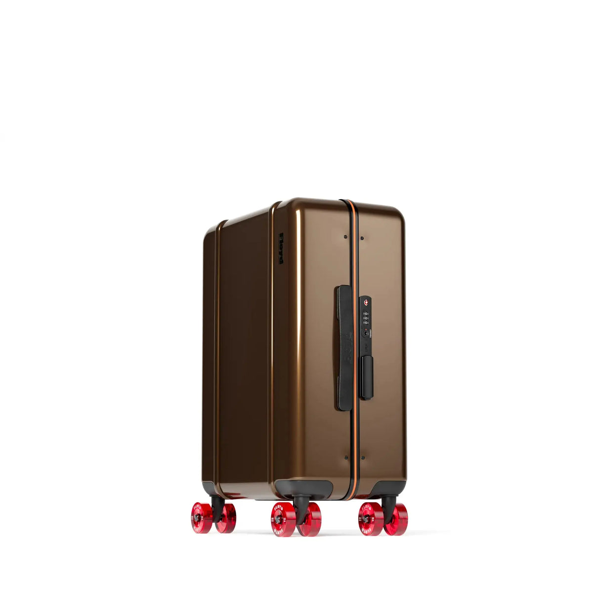 Three-quarter view of the Floyd Cabin suitcase in Bronco Brown