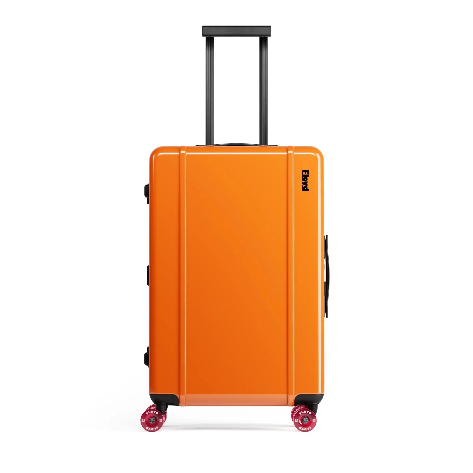 Front view of the Floyd Check-In suitcase in Hot Orange