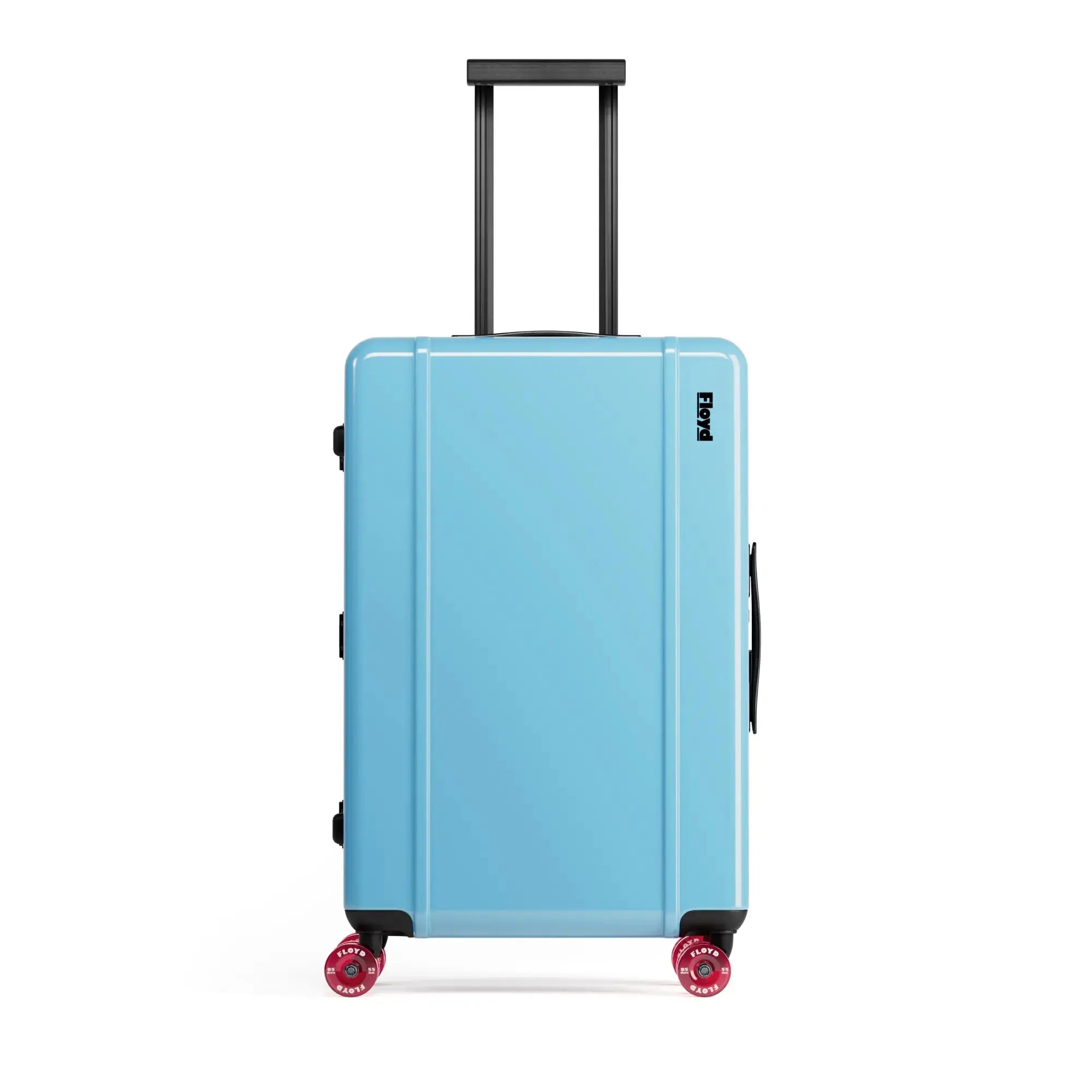 Front view of the Floyd Check-In suitcase in Miami Blue
