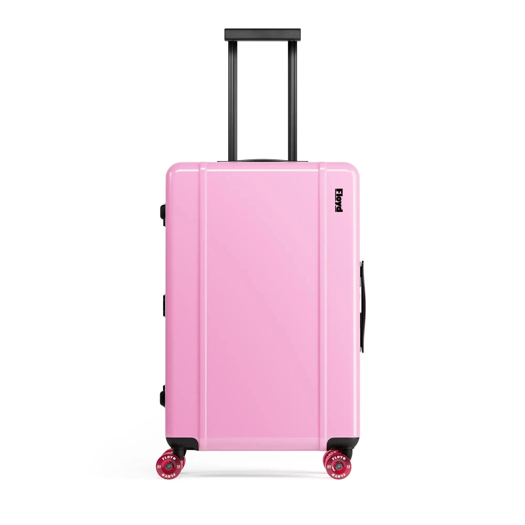 Front view of the Floyd Check-In suitcase in Sugar Pink