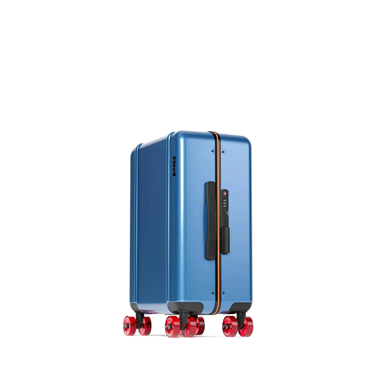 Vue de trois quarts de la valise Floyd Compact en Pacific Blue