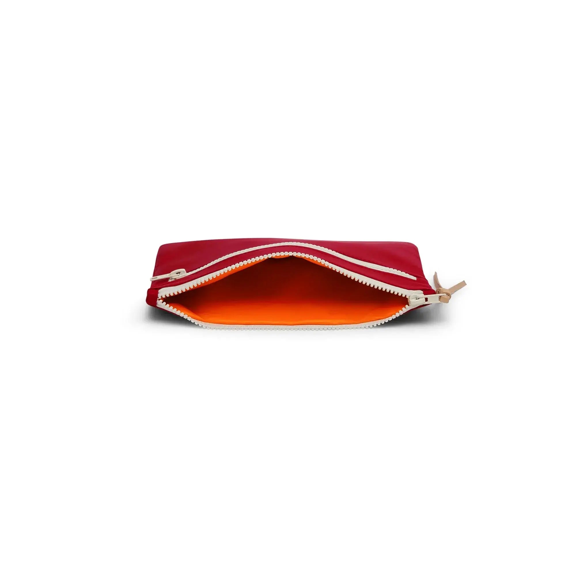 Open zipper and interior – Floyd Travel Pouch in Bahia Red