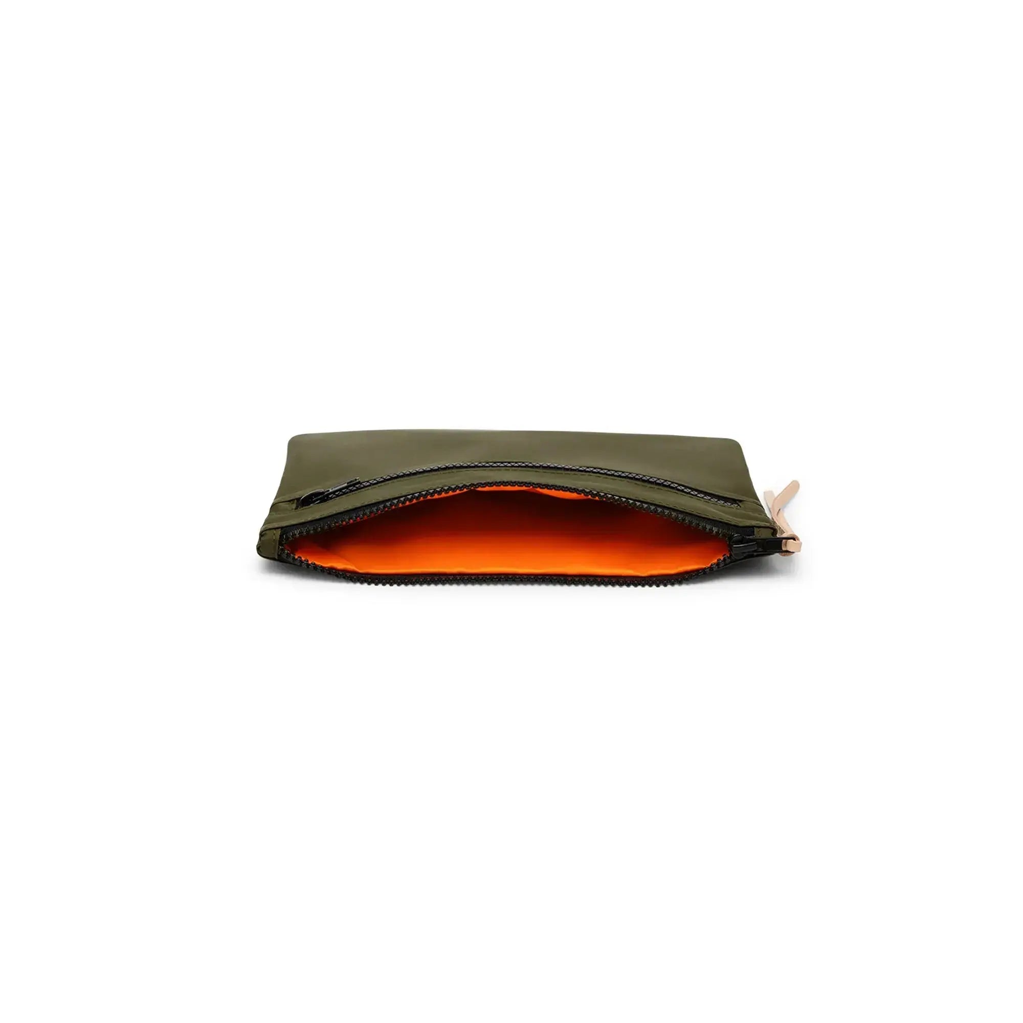 Open zipper and interior – Floyd Travel Pouch in Gator Green