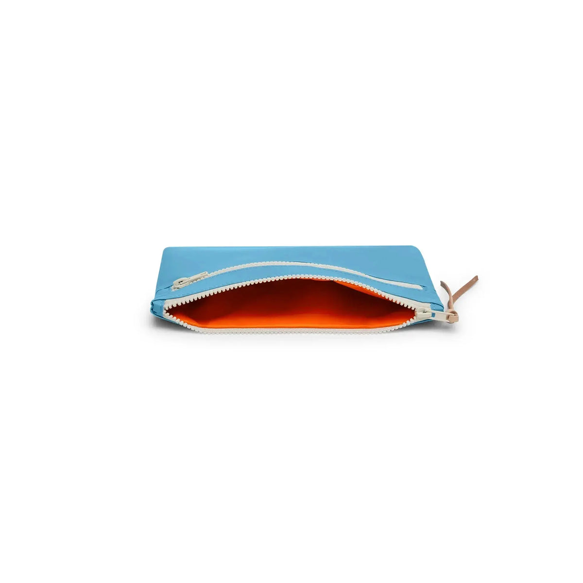 Open zipper and interior – Floyd Travel Pouch in Sky Blue