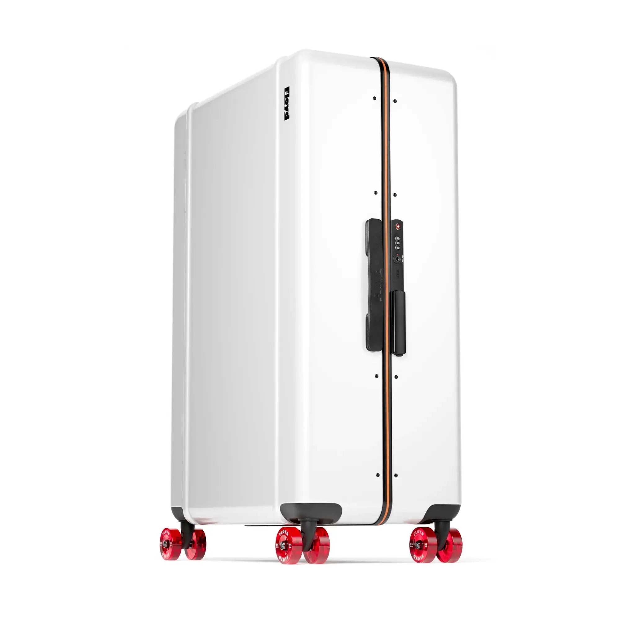 Three-quarter view of the Floyd Trunk suitcase in Bounty White