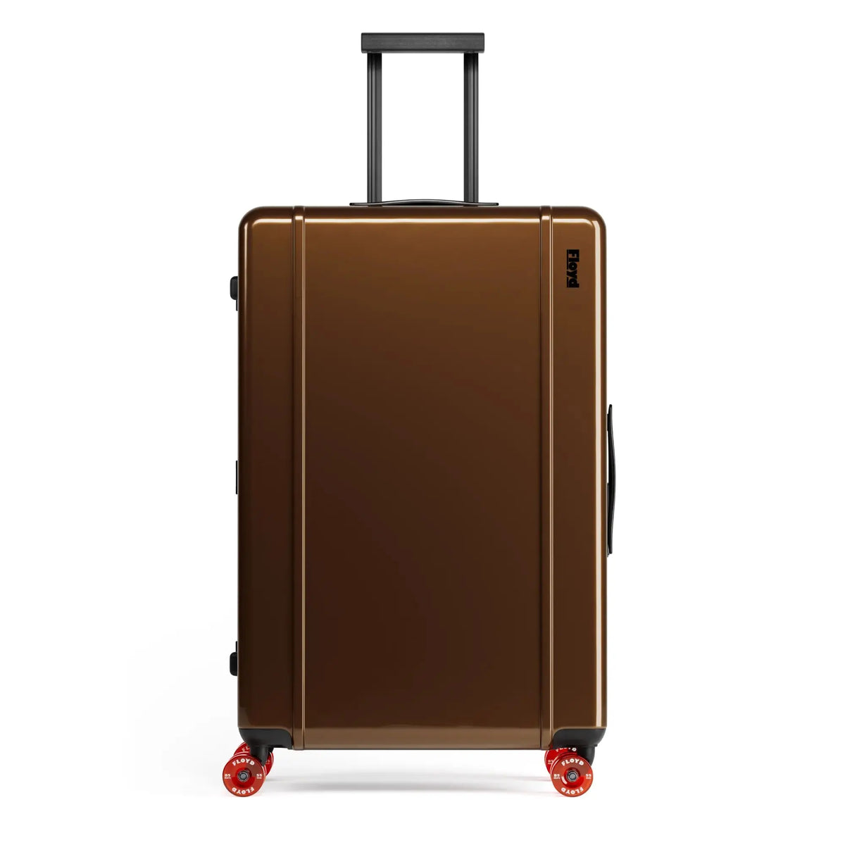 Front view of the Floyd Trunk suitcase in Bronco Brown