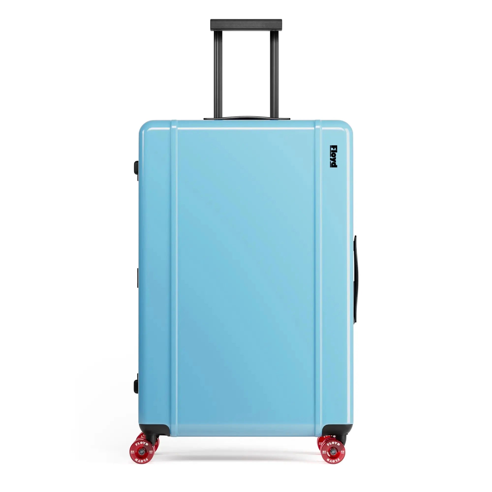 Front view of the Floyd Trunk suitcase in Miami Blue