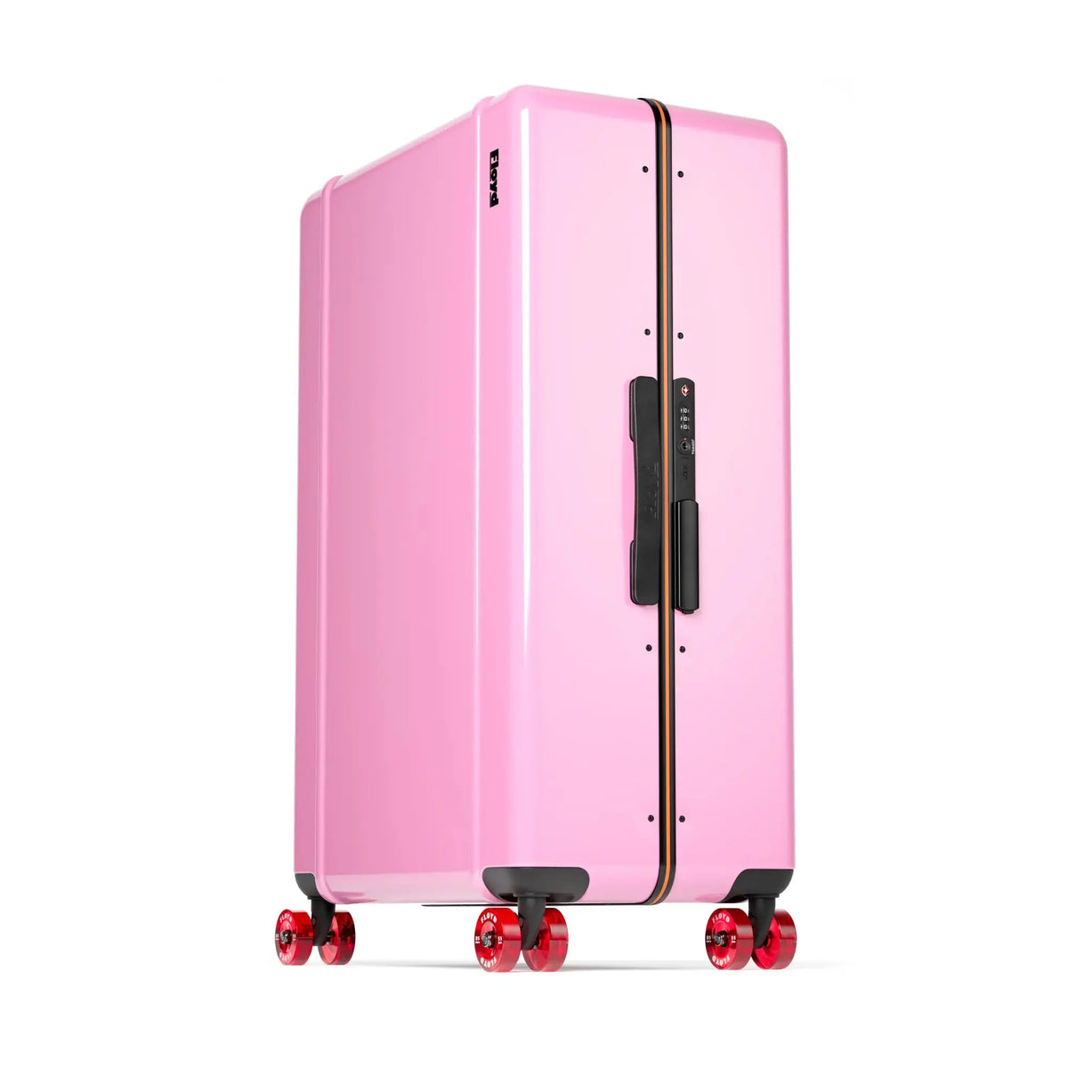 Three-quarter view of the Floyd Trunk suitcase in Sugar Pink