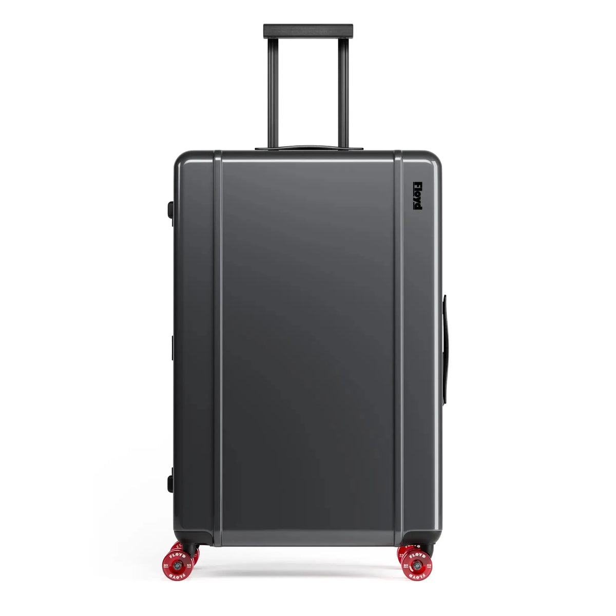 Front view of the Floyd Trunk suitcase in Tarmac Grey