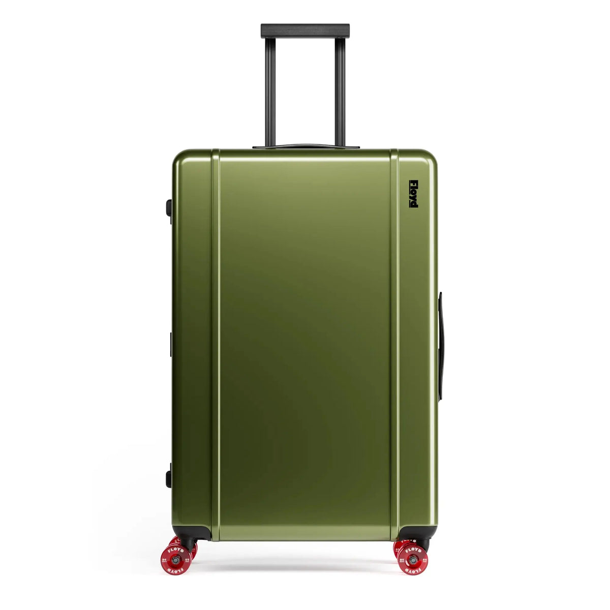 Front view of the Floyd Trunk suitcase in Vegas Green