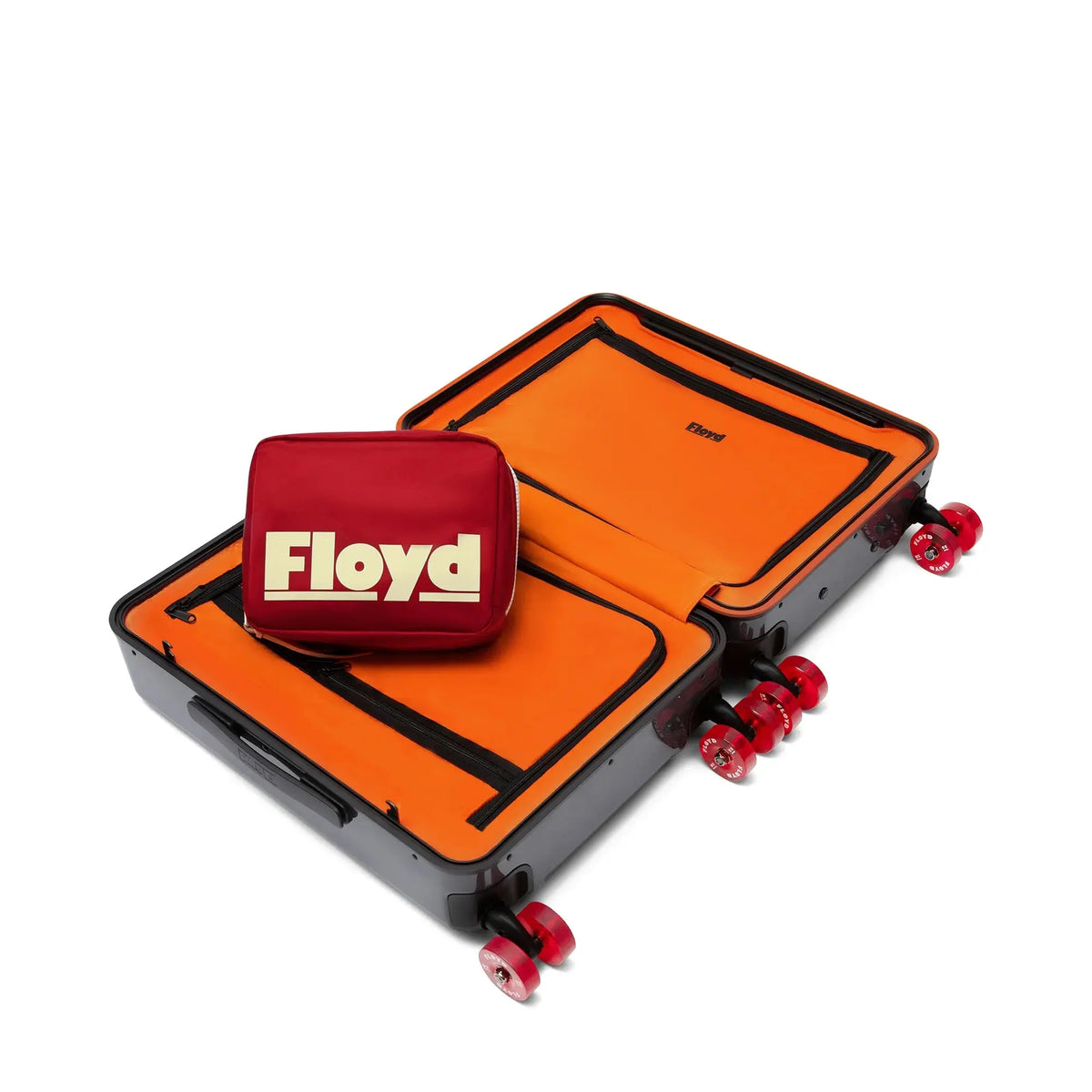 Washkit packed in a Floyd suitcase – Floyd Washkit in Bahia Red